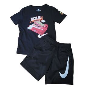 Nike Kids Sole Food Burger Box Tee & Nike Swoosh Short Set Kids Size S 4-5 Years